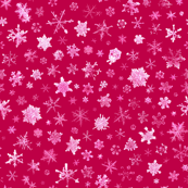 photographic snowflakes on red