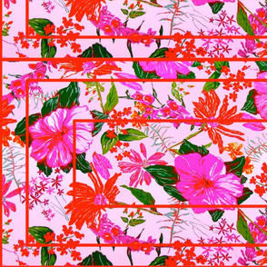 pink floral red geometry