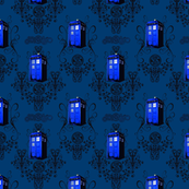 Small and dark TARDIS Travels Damask