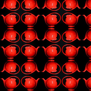 Retro Teapot Red on Black