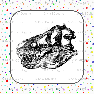 T-Rex Skull Rainbow Stars (Giant Quilt Blocks)