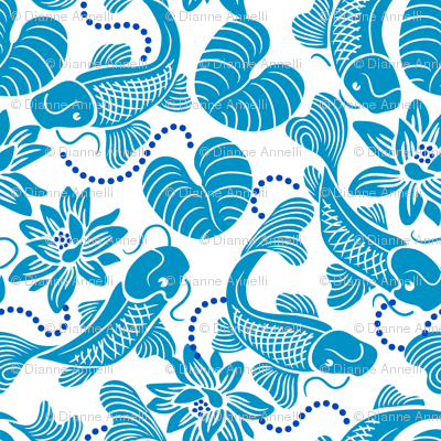 Blue Koi on White