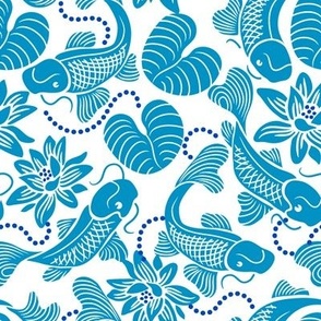Blue Koi on White