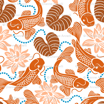 Orange Koi on White