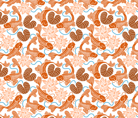 Orange Koi on White fabric by dianne_annelli on Spoonflower - custom fabric