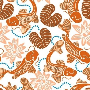 Orange Koi on White