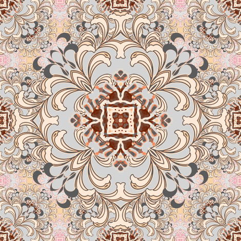Flourish in peach and gray fabric by joanmclemore on Spoonflower - custom fabric