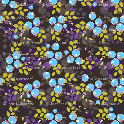 Blueberries and yellow leaves
