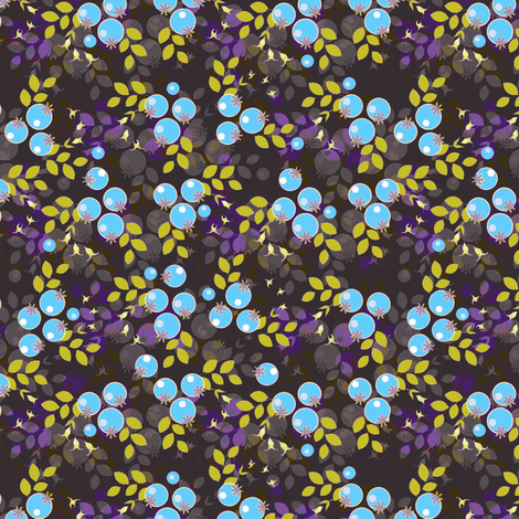 Blueberries and yellow leaves fabric by joanmclemore on Spoonflower - custom fabric