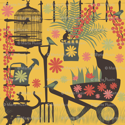 spring gardening on yellow