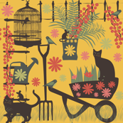 spring gardening on yellow