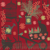 spring gardening on red