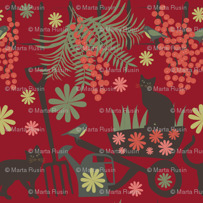spring in the garden on red