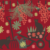 spring in the garden on red