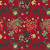 spring in the garden on red