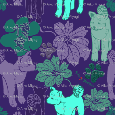 Inus and leaves (purple scheme)