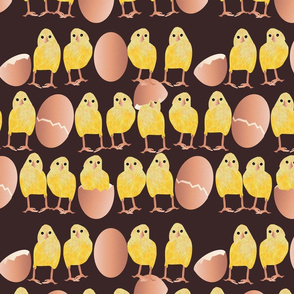 a few chickens on brown