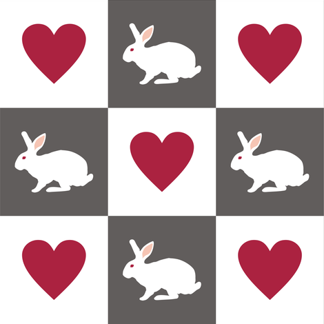 White Rabbit Plays Chess with the Queen of Hearts fabric by smuk on Spoonflower - custom fabric