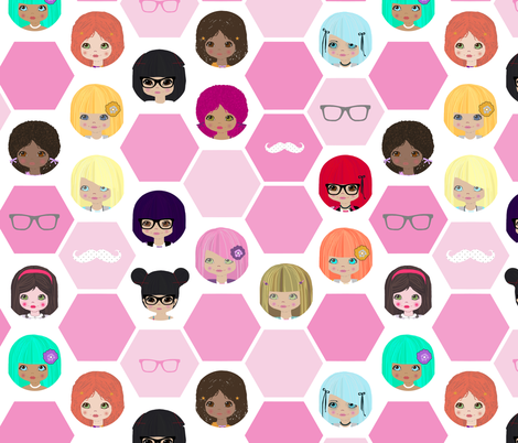 Hexa dollies fabric by katarina on Spoonflower - custom fabric