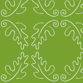 oak leaf oval green/white