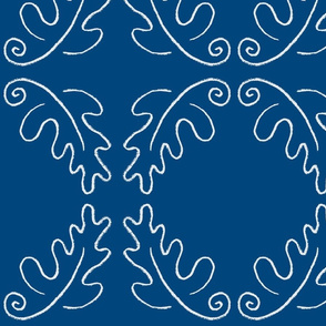 oak leaf oval blue/white