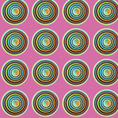 Circles in Mint, Grey, and Orange on Pink Background