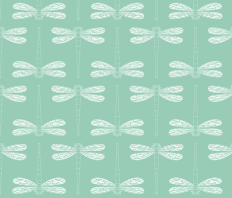 dragonfly in grayed jade fabric by chantae on Spoonflower - custom fabric