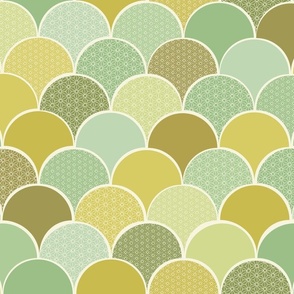 Origami Hills - mustard/mint