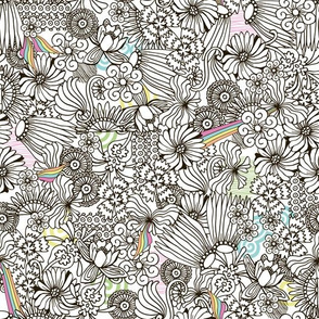 Strong Smart Beautiful ME black  & white flowers