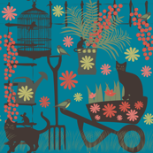 spring gardening on blue