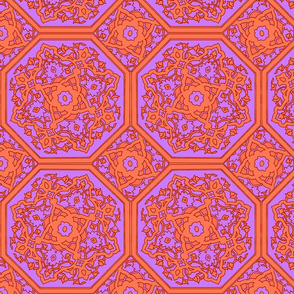Persian Tile ~ Lavender and Acid Orange