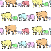 Marching Pastel Elephants