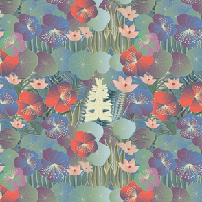tropical flora on blue