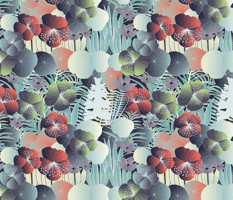 tropical flora at night fabric by kociara on Spoonflower - custom fabric