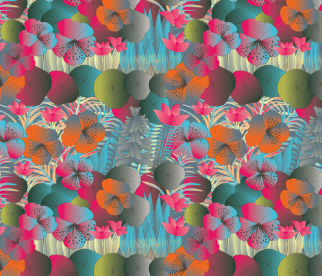 tropical flora vivid reds fabric by kociara on Spoonflower - custom fabric