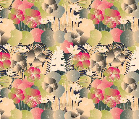 tropical flora cream fabric by kociara on Spoonflower - custom fabric