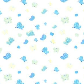 Blue And Yellow Butterfly Meadow Small Print