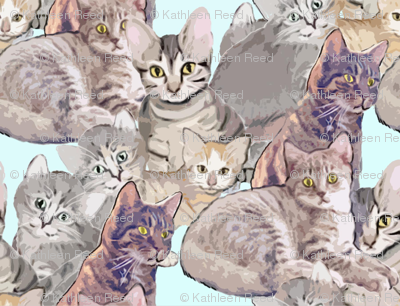 Cats and Kittens fabric mural