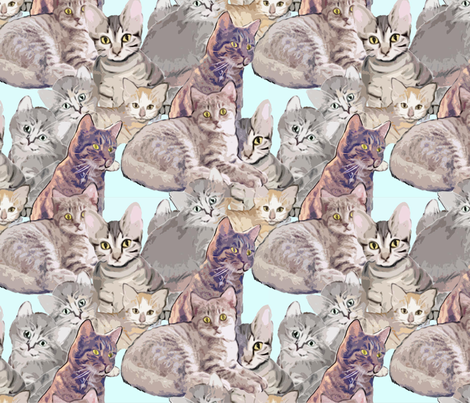 Cats and Kittens fabric mural fabric by dogdaze_ on Spoonflower - custom fabric