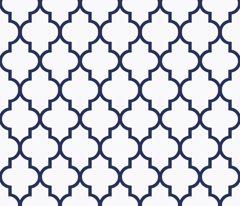 Navy and White Ogee  fabric by sparrowsong on Spoonflower - custom fabric