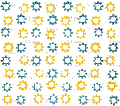 Inkblot Stars - blue and yellow