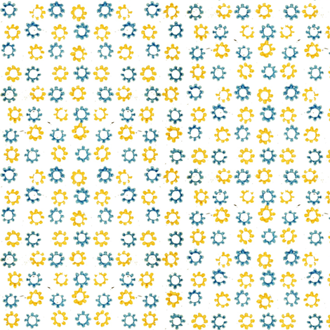 Inkblot Stars - blue and yellow fabric by ragan on Spoonflower - custom fabric