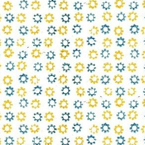 Inkblot Stars - blue and yellow