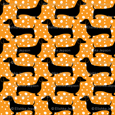 Polka Dachshunds (Orange and Black)