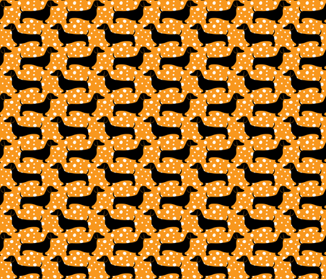 Polka Dachshunds (Orange and Black) fabric by robyriker on Spoonflower - custom fabric