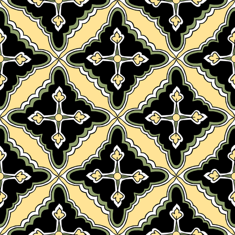 Flora lTile Spring Green fabric by pond_ripple on Spoonflower - custom fabric
