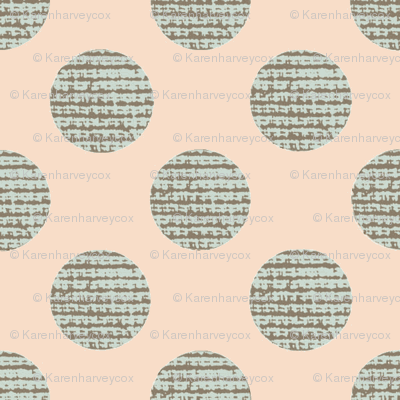 Green Polka Dots on Peach