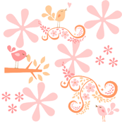 simple birds and flowers