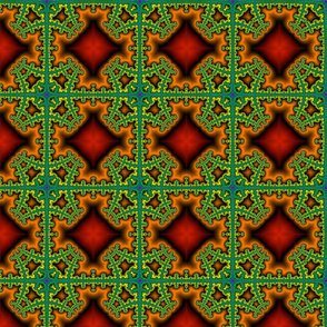 Fractal Plaid green/orange/black