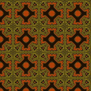 Fractal Plaid gold, orange, black